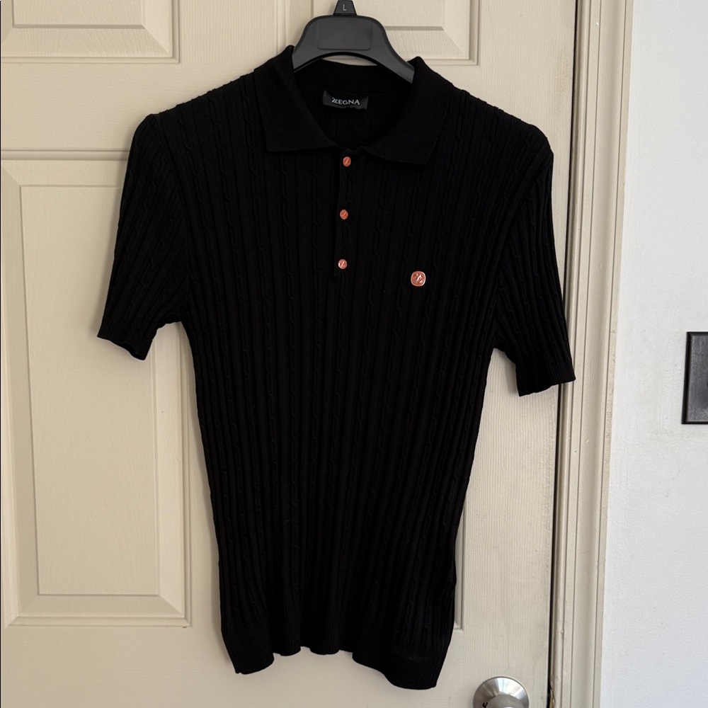 Zagna Black Short Sleeve Polo Shirt